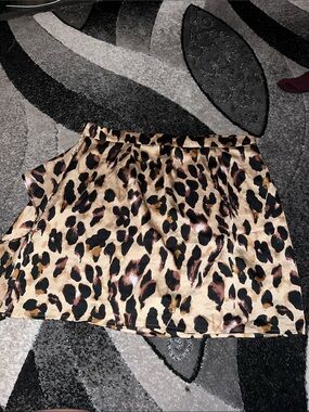Boohoo Plus Leopard Satin Mini Skirt - Beige, Black, Brown